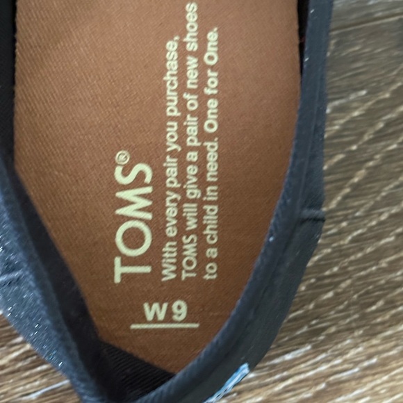 TOMS Black Glitter Slip-On Shoes. 
9w - Picture 4 of 7